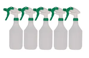 Complete Pack Of 5 x 750ml Green Coloured Hand Trigger Spray Bottles for Cleaning