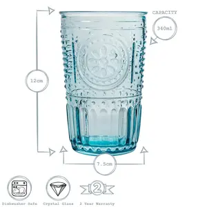 Romantic H Romantic Romantic Highball Glasses (Set of 4) Blue / 340