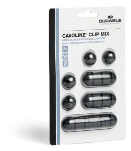 Durable CAVOLINE Cable Management Desk Tidy Clips - 7 Assorted - Grey