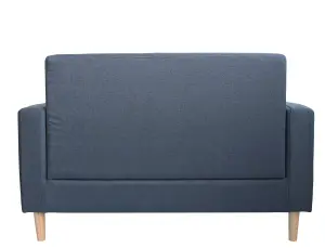 Modern Smart Sofa in a Box, Compact 2 Seater DARK GREY Fabric Sofa with Wooden Legs and Hidden Storage Space