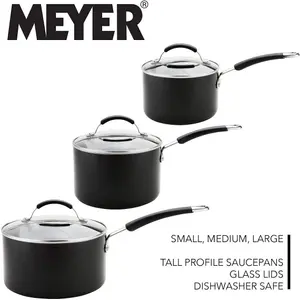 Meyer Induction Sets Black Round Aluminium Dishwasher Safe Non-Stick Cookware Set Pack of 5