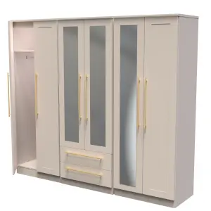 Helmsley Tall 6 Door 2 Drawer 2 Mirror Wardrobe in Kashmir Matt (Ready Assembled)