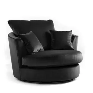 Brooklyn Plush Velvet Fabric Swivel Chair 360 Rotation Foam Black