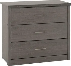 Lisbon 3 Drawer Chest in Black Wood Grain