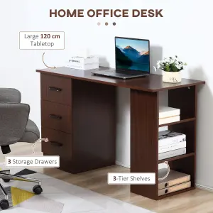 HOMCOM Computer Desk w/ Storage, Writing Study Table for Home Office, Brown