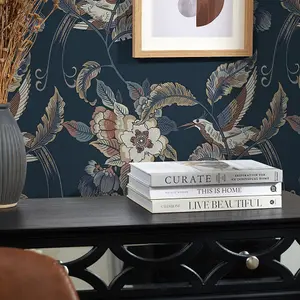 Beautiful Birds Wallpaper In Navy