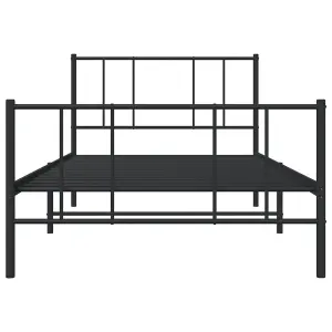 Berkfield Metal Bed Frame with Headboard and Footboard Black 75x190 cm 2FT6 Small Single