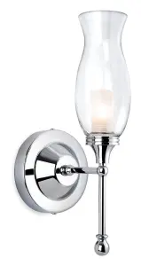 Luminosa Aston 1 Light Bathroom Indoor Wall Light Chrome, Clear Glass IP44, G9