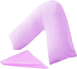 Orthopaedic V-Shaped Pillow Extra Cushioning Support For Head, Neck & Back (Lilac, V-Pillow With Cover