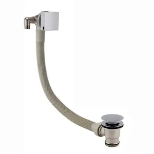 ENKI Chrome Clicker Square Bath Filler with Overflow & Waste Slimline