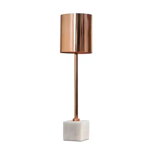 ValueLights Erikson Modern Tall Cylinder Stick Table Lamp with Cube Marble Base