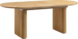 Maru Oval 6-8 Seater Extending Oak Pedestal Dining Table, Oak Modern Wooden - Daals - Dining Tables