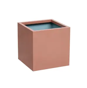 Primrose Frost and Rust-Resistant Outdoor Zinc Square Cube Planter in a Copper Finish 40cm