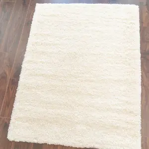 Super Soft Cream Shaggy Area Rug 160x230cm