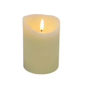 Flickering LED Battery Candle Flameless Realistic Cream Pillar Candle 13cm