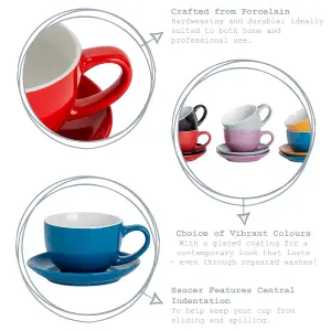 Argon Tableware - Coloured Cappuccino Cup & Saucer Set - 250ml - 12pc - Red