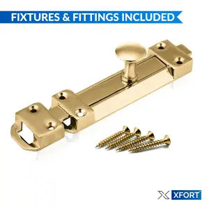 XFORT 2 Pack Polished Brass Heavy Door Bolt