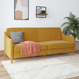 Jasper coil 3-seater Sofa Bed in mustard fabric