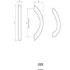 2x Curved Bow Cabinet Pull Handle 119 x 10mm 96mm Fixing Centres Satin Nickel