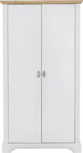 Toledo 2 Door Wardrobe in White and Oak Effect Veneer