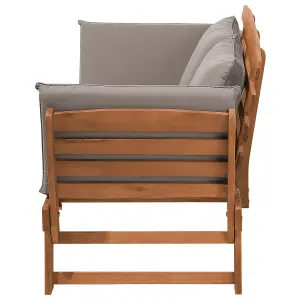 Garden Bench with Cushion PORTICI Wood Light Brown