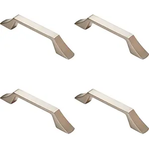 4 PACK - Angular Kitchen Pull Handle Satin Nickel 128mm Centres Shaker Cabinet Drawer