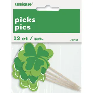 Unique Party Shamrock St Patricks Day Cupcake Topper (Pack of 8) Green (One Size)