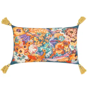 Wylder Traloa Floral Tasselled Polyester Filled Cushion