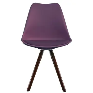 Soho  Aubergine Plastic Dining Chair with Pyramid Dark Wood Legs