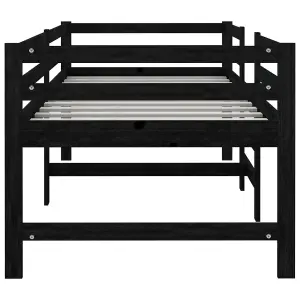 Berkfield Mid-high Bed Black Solid Pinewood 90x200 cm