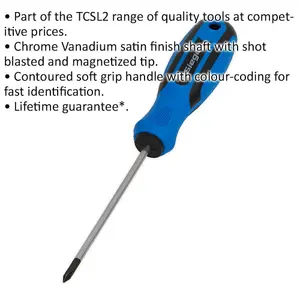 Ergonomic Phillips 0 x 75mm Screwdriver with Chrome Vanadium Shaft for Precision Work