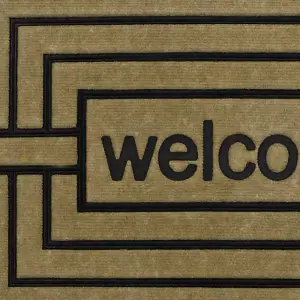 JVL Vienna Rubber Backed Scraper Doormat, 45x75cm, Welcome