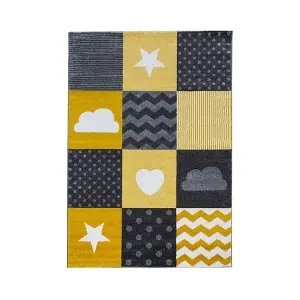 Yellow and Grey Checked Rug - Kids - 160x230cm