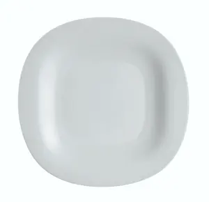 URBNLIVING 27cm Diameter Grey Set of 6 Square Opal Glass Dinner Plates