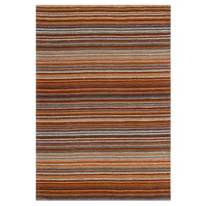 Melrose Mubai Stripe Wool Made Rust Area Rug 200/285cm