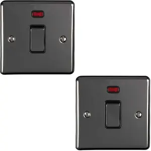 2 PACK 1 Gang 20A DP Switch & Neon Light BLACK NICKEL & Black Trim Appliances