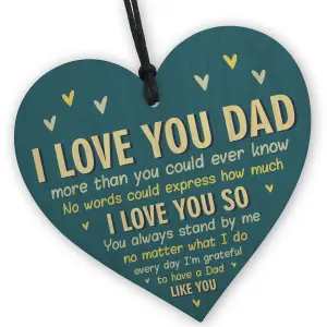 Red Ocean I Love You Dad Gift For Fathers Day Birthday From Daughter Son Wood Heart Novelty Gift For Dad