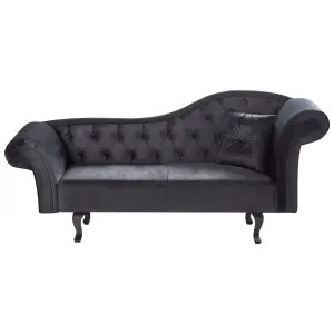 Right Hand Velvet Chaise Lounge Black LATTES II