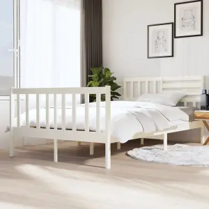 Berkfield Bed Frame White Solid Wood 120x200 cm