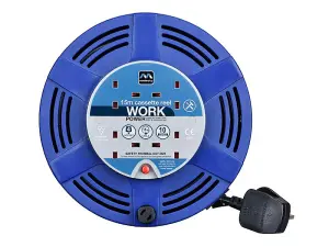 Masterplug 15 Metre Cable Reel with Thermal Cut-Out and 4 Sockets for Safety