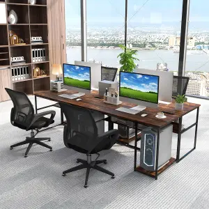 Costway 120CM Computer Desk w/ Power Outlet & Shelf Home Office Studying Table