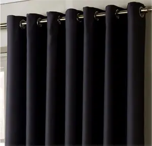 100% Blackout Ring Top Curtains 66" X 90" Charcoal