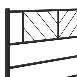 Berkfield Metal Bed Frame with Headboard Black 140x190 cm