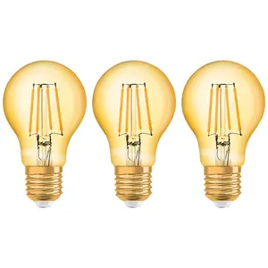 Osram LED Filament GLS 7.5W E27 Vintage 1906 Extra Warm White Gold (3 Pack)