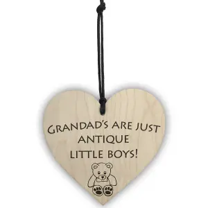 Grandads Antique Little Boys Novelty Wooden Hanging Heart Funny Grandad Gift For Men