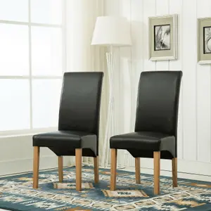 MCC Direct Deluxe High Back Leather Dining Chairs Black