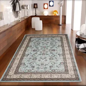 Blue Traditional Floral Rug - Jersey