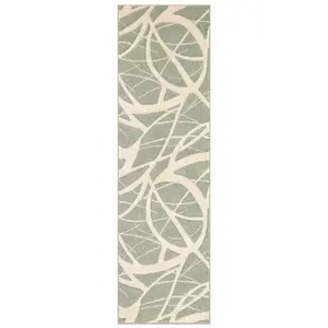 Modern Easy to Clean Optical 3D Green Abstract Rug for Dining Room-80cm X 150cm