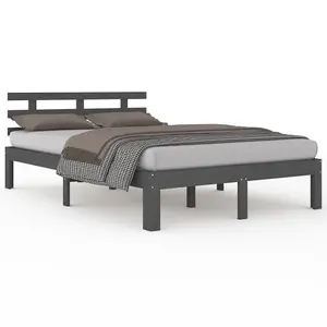 Berkfield Bed Frame Grey Solid Wood 135x190 cm Double