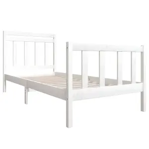 Berkfield Bed Frame White Solid Wood 90x200 cm 3FT Single